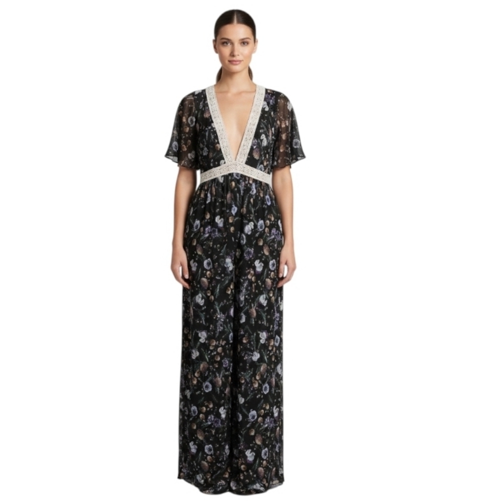 Urban Romantics Floral Mesh Back Maxi Dress